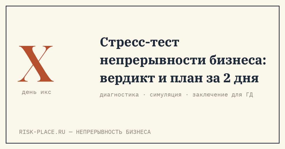 Стресс-тест непрерывности бизнеса: диагностика, симуляция шифровальщика, заключение для ГД